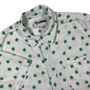 Tipsy Elves Button Down Shirt Mens M White Green Shamrock Clover St Patricks Day